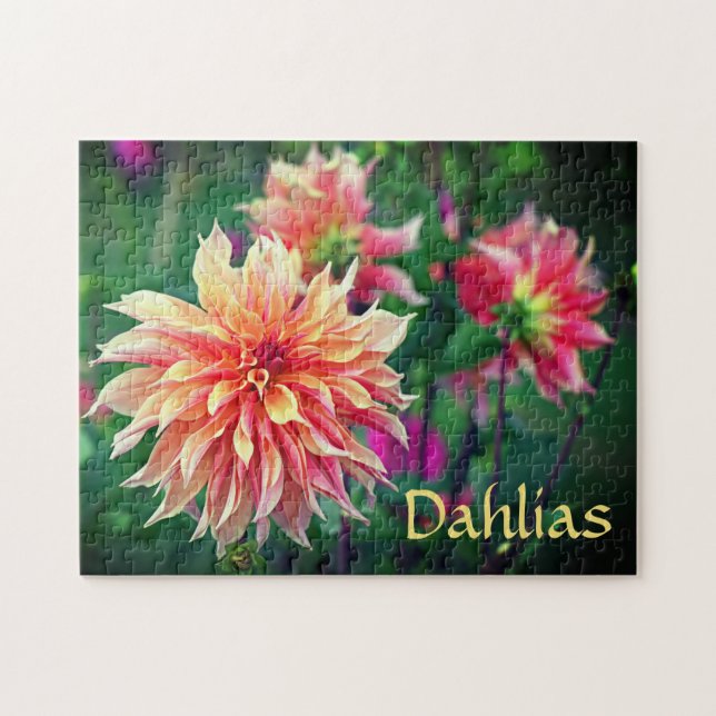 Orange und Pink Dahlia Blume Puzzle (Horizontal)