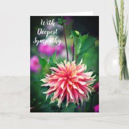 Orange und Pink Dahlia Blume W/ Deepest Beileid Dankeskarte
