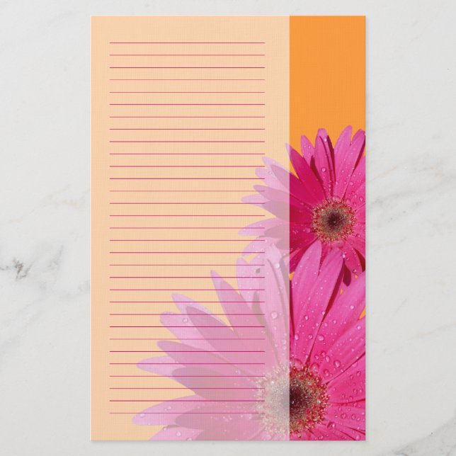 Orange und Pink Gerbera Daisy Stationery Briefpapier (Vorderseite)
