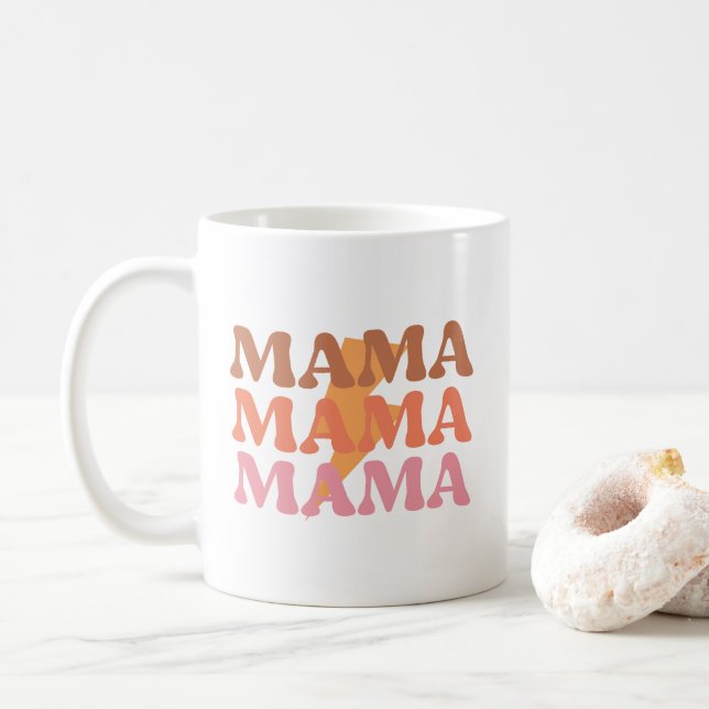 Orange und Pink Mama Mama Mama Tasse (Mit Donut)
