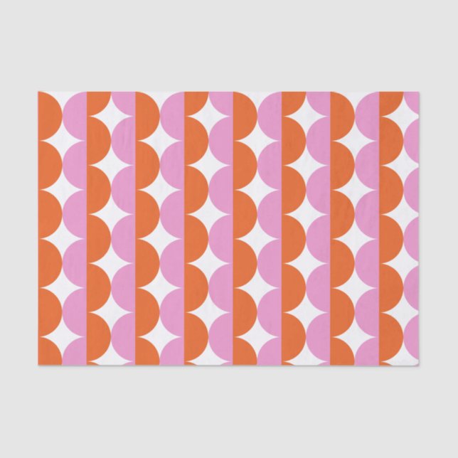 Orange und Pink Mitte Jahrhundert Moderne Wavy Seidenpapier (Vorderseite)