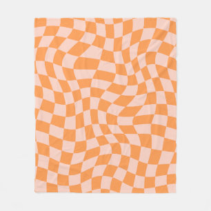 Orange und Pink Psychedelic Checkered Groovy Grid Fleecedecke