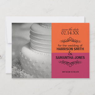 Orange und Pink Save-the-Date-Hochzeitsankündigung Einladung