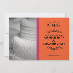 Orange und Pink Save-the-Date-Hochzeitseinladungen Einladung