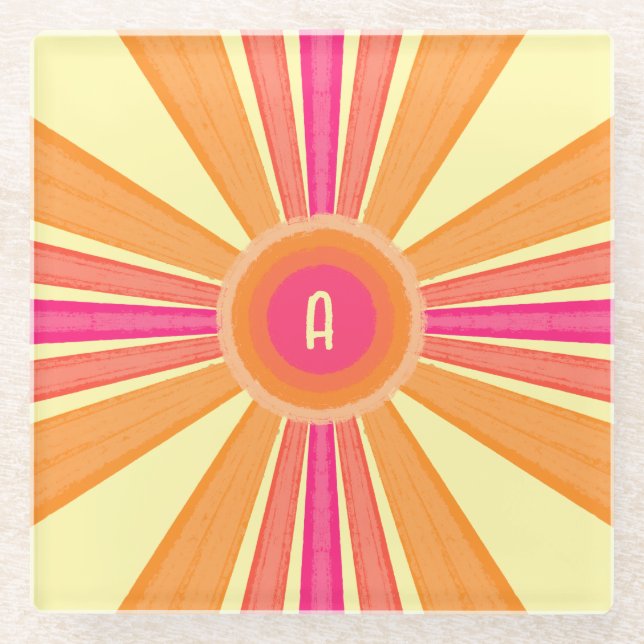 Orange und Pink Sunshine Glasuntersetzer (Vorderseite)