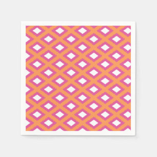 Orange und Pink Tribal Diamond Ikat Muster Serviette