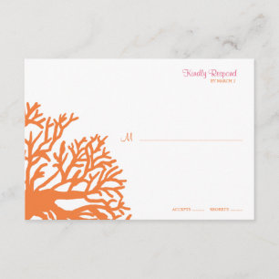 Orange und Pink Tropical Coral Wedding Rsvp Karte