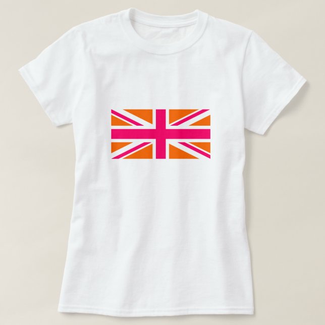 Orange und Pink Union Jack T-Shirt (Design vorne)