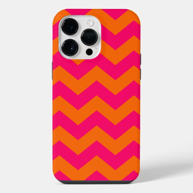 Orange und Pink Zigzag iPhone Hülle (Rückseite)