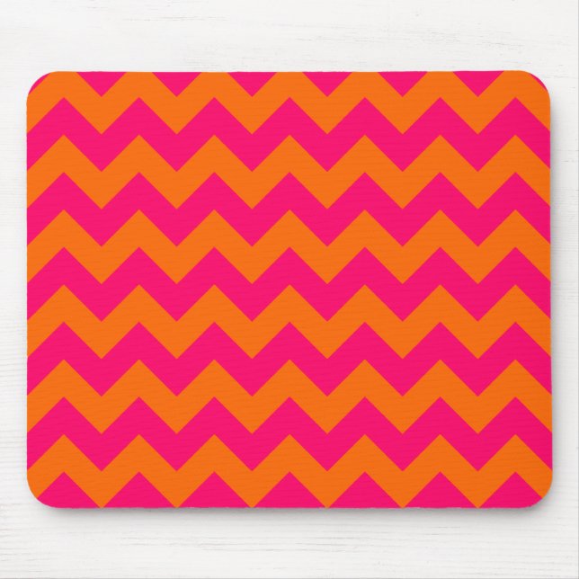 Orange und Pink Zigzag Mousepad (Vorne)