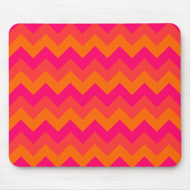 Orange und Pink Zigzag Mousepad (Vorne)