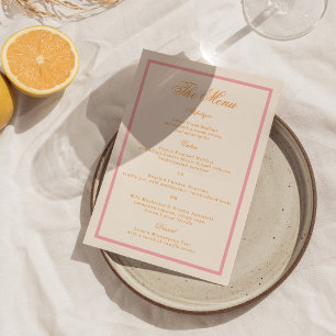 Orange und Pinke Preppy-Streifen-Speisekarte Einladung