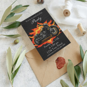 Orange und Red Erleben Sie das Flammen-Bike-Party! Einladung