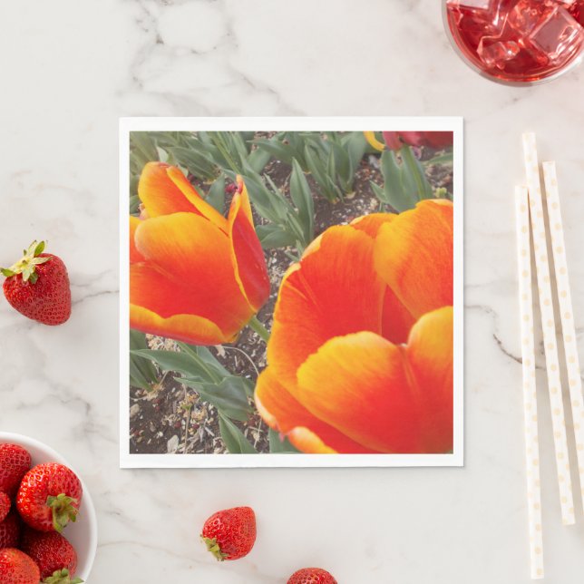 Orange und Red Tulip Paper Napkin Serviette (Beispiel)