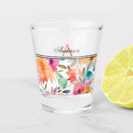 Orange und Rosa Blumen Schnapsglas