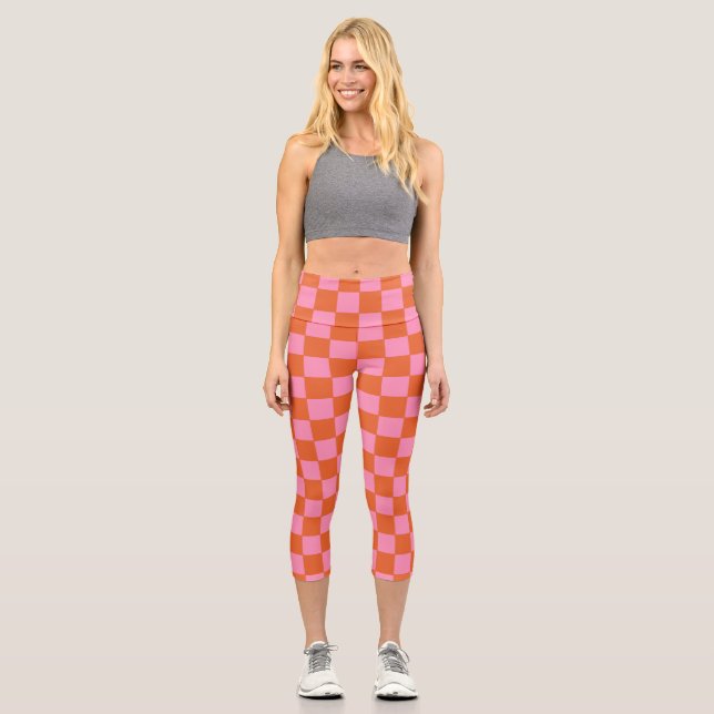 Orange und Rosa Capri Leggings (Vorderseite)