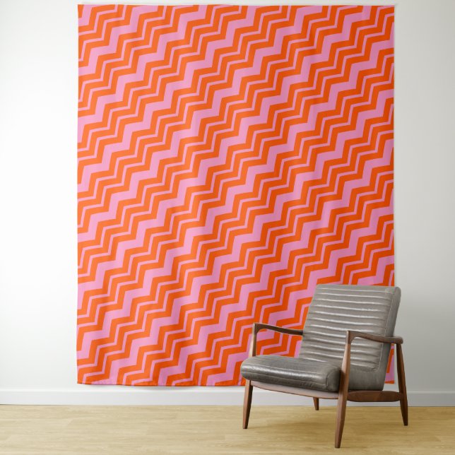 Orange- und rosa Chevron-Musterdesign  Wandteppich (Beispiel)