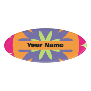 orange und rosa florale Formen Illustration Namenschild