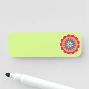 orange und rosa florale Formen Illustration Namensschild