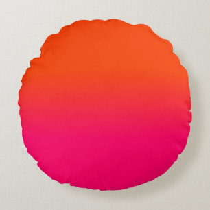 Orange und rosa Ombre Schatten-Neonneonfarbe Rundes Kissen