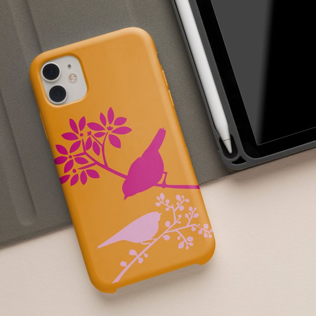 Orange und rosa Vögel Case-Mate iPhone Hülle (Von Creator hochgeladen)
