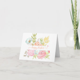 Orange und rosa Wasserfarbe floral personalisiert Karte