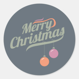 Orange und Rose Ornamente Frohe Weihnachtsaufklebe Runder Aufkleber