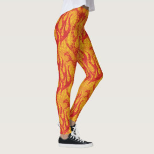 Orange und Rot flammt Fraktal Leggings