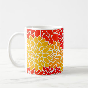 orange und rote Dahlien Kaffeetasse