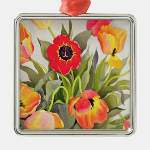 Orange und rote Tulpen Ornament Aus Metall