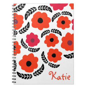 Orange und rotes Blumen Notizblock