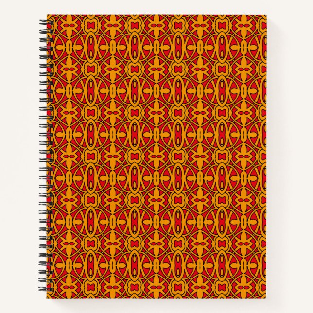 Orange- und rotes Handmuster Notizbuch (Vorderseite)