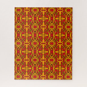 Orange- und rotes Handmuster Puzzle