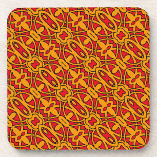 Orange- und rotes Handmuster Untersetzer