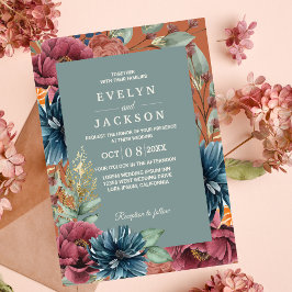 Orange und Salbei Moderne Rustikale Hochzeit Einladung