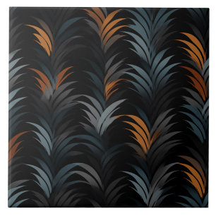 Orange und Schieferblaue Art Deco Wedel Fliese