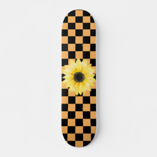 Orange und Schwarz Gelb und Sonnenblumen Skateboard