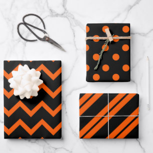 orange und schwarz geschenkpapier set