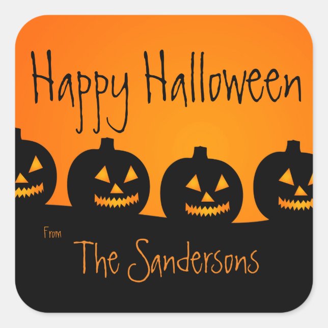 Orange und Schwarz, Halloween Pumpkins Stickers (Vorderseite)