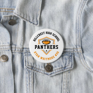 Orange und Schwarz Personalisiert Football Team Sp Button