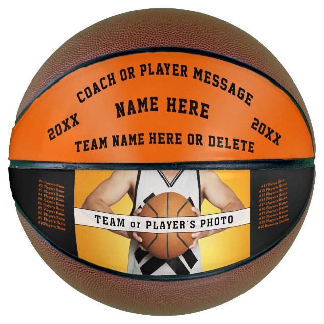 Orange und Schwarz, Personalisiert, Foto Basketbal Basketball (Vorderseite)