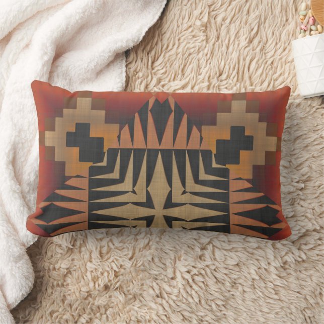 Orange und Schwarz Textured Geometric Lendenkissen (Decke)