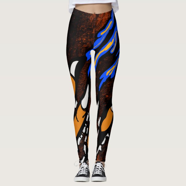 ORANGE- UND SCHWARZE ANFORDERUNGEN LEGGINGS (Vorderseite)