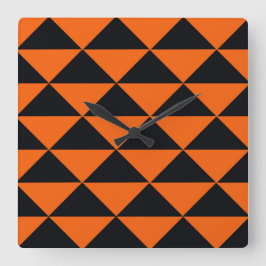 Orange und schwarze Dreiecke Quadratische Wanduhr