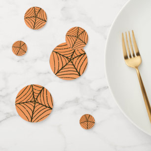 Orange und schwarze Glitter-Spinnennetz-Halloweenp Konfetti