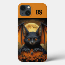 orange und schwarze gruselige Halloween-Fledermaus