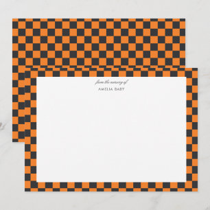 Orange und schwarze Halloween-Baby-Shower-Notizkar Mitteilungskarte