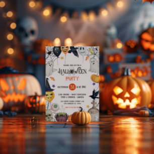 Orange und schwarze Halloween-Party-Einladung Einladung