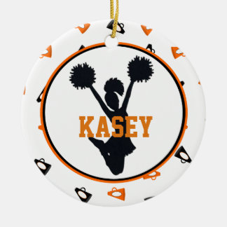 Orange und schwarze Megaphon-Cheerleader Keramik Ornament