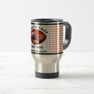 Orange und schwarze personalisierte Fußballtrainer Reisebecher